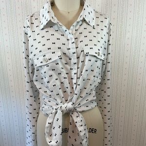 Karl Lagerfeld button down black bow tie print